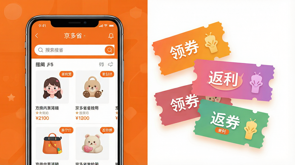 һ��չʾ������ʡʡ��Ӧ�����Ż�ȯ�������ܵ�ͼƬ�����������һ���ֻ�����Ļ����ʾ���������Ʒ�б����Ҳ�����չʾ���Ų�ɫ�Ż�ȯͼ�꣬���С���ȯ��������������������Ϊ���ҷ���ʽ��Ϣͼ���ɫ���Գ�ɫ�Ͱ�ɫΪ����ϸ�ڰ�����ƷͼƬ���۸����ֺ��ۿ۱�ǩ�������������ɾ����޶���Ԫ�ء�