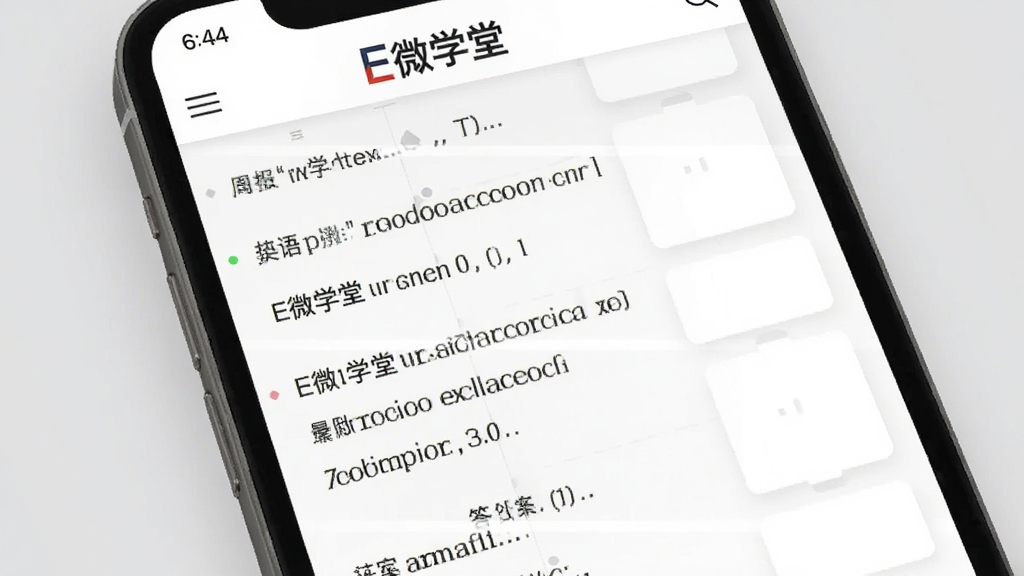 手机屏幕展示E微学堂答案查询页面,画面中显示英语周报题目列表与答案展开状态,顶部有“E微学堂”标识,背景为浅灰色调,布局清晰,风格简洁商务,画质明亮干净