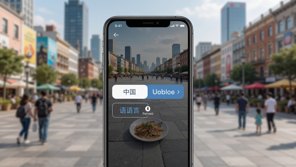 ��������APP���������ý���չʾ���ֻ���Ļ�г���������Ӣ�������л�ѡ������Ƕ�Ԫ�Ļ����ڵĳ��й㳡������Ϊ�ֻ�������д������ִ���Լ��ϸ��չʾ����ѡ��ť�͵�����ʶ�����ʸ��壬�ɾ�������Ԫ��