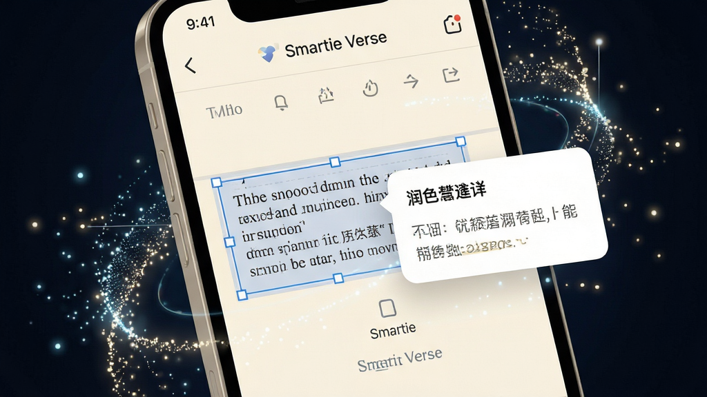 �ֻ���Ļ��д����ʾ��Smartie Verse�����ı��༭���棬һ�����ֱ�ѡ�к󵯳���ɫ���鸡����������ɫΪ�����װ�ɫ����Ļ��Χ�г���Ĺ�������Ч�����������ܴ��������Ϊ�Ƽ���UI�廭�����־��У�ϸ�ھ��£����ʸɾ����޶���װ�Ρ�