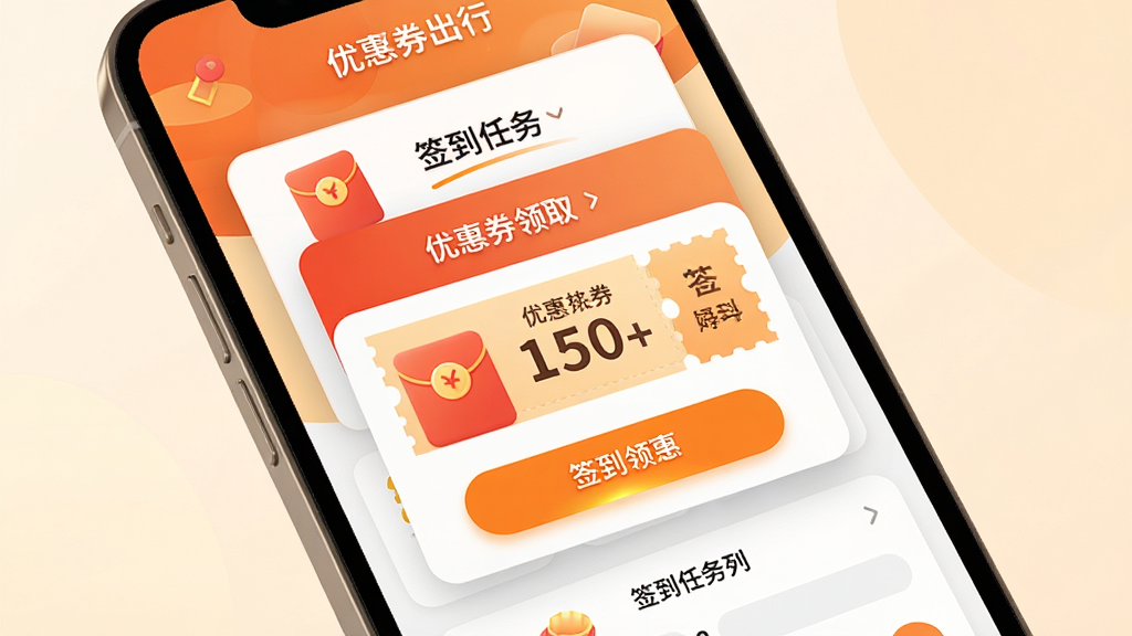 �ͼ��ػݳ������˸���ҳ�棬�ֻ���Ļ��չʾ�Ż�ȯ��ȡ������ǩ�������б�������Ϊ�ֻ�������д�����ֲ��ÿ�Ƭ�ѵ��Ű棬���Ϊ��ů�����磬ϸ�ڰ������ͼ�ꡢ�Ż�ȯ����ť���������ʸ���ɾ��޶���Ԫ��