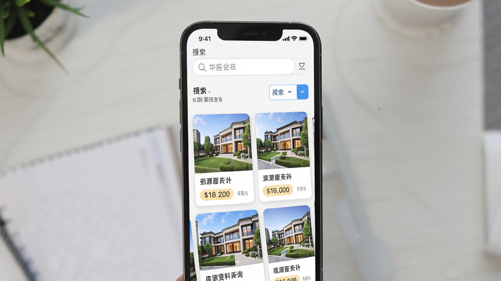 ��ͥ��ҵ��� ��Դ���ϲ�ѯҳ�棬����Ϊ�ֻ���Ļ��ʾ��Դ��Ƭ�б�������ɸѡ��������Ϊ�����������·���Ƭ�����Ű����������Լ�ִ���ϸ�ڰ�������ͼ�ͼ۸��ǩ�����ʸ��壬�ɾ����޶���Ԫ��