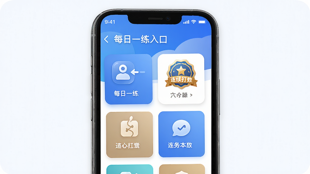 ����Ա����ѧ֪��ÿ��һ����ڽ��棬����Ϊ�ֻ���ĻչʾӦ����ҳ��Ƭʽ���֣��Ű�Ϊ����״������ڣ����Ϊ�ִ���ƬʽUI��ϸ�ڰ���ÿ��һ��ͼ�ꡢ�������������¡���ɫ���䱳�������ʸ��壬�ɾ����޶���Ԫ��