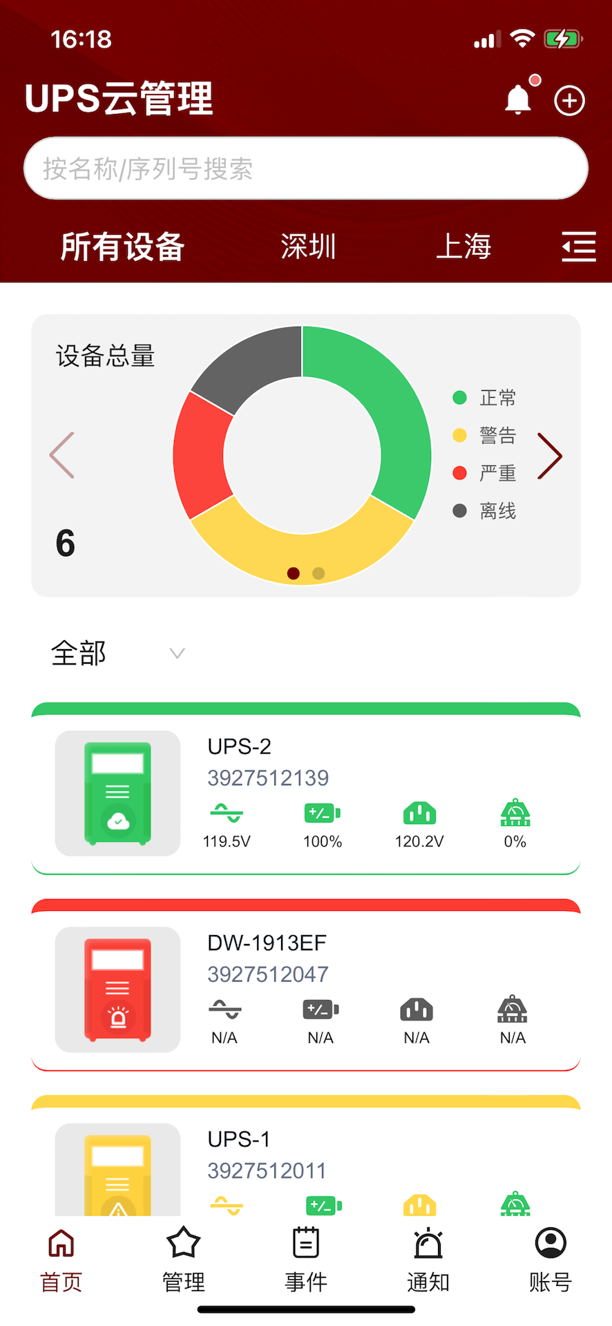 UPS云管理 安卓版 软件界面截图