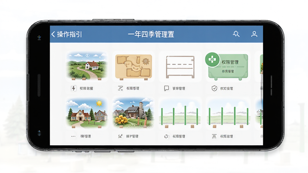 一年四季管理端 安装设置界面 权限管理 安卓手机 操作指引 简洁风格 高清画质
