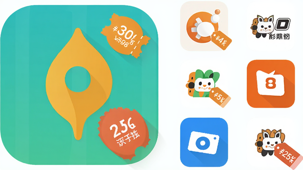 主体为蜜源APP图标与多个电商平台logo并列,布局为横向排列,排版为左中右结构,风格为扁平化设计,细节包含优惠券图标和折扣标签,画质清晰,干净,无多余元素