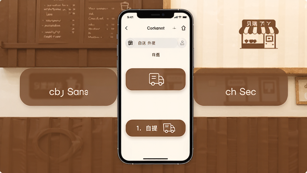 ���𿧷�����������ģʽѡ����棬�������ֻ���Ļ��ʾ������ť�ֱ��ע���ͺ����ᣬ����Ϊ����ɫ���װ�ɫ���䣬���ֶԳƣ�����ִ���࣬ϸ�ڰ�������С�����ŵ�ͼ�꣬���ʸ��壬�ɾ����޶���Ԫ��