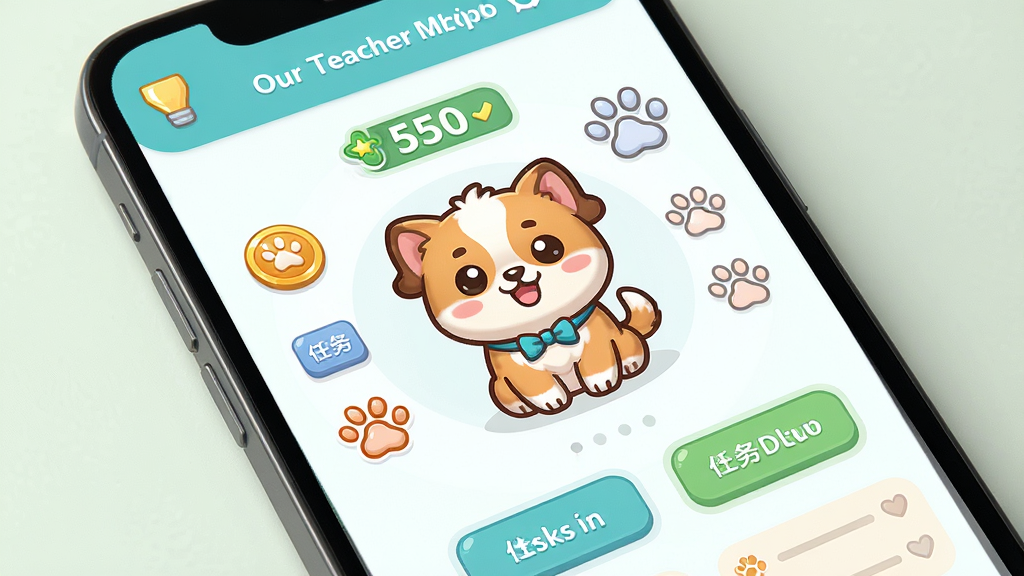 һ���ֻ���ĻչʾOur Teacher�༶����԰Ӧ�������棬����������һֻ�ɰ��Ŀ�ͨ�����Χ���ƻ���ͼ��������б��������������Ű��࣬���Ϊ���¿�ͨ�磬ϸ�ڰ����������󡢻������֡�����ť�����ʸ���ɾ��޶���Ԫ��