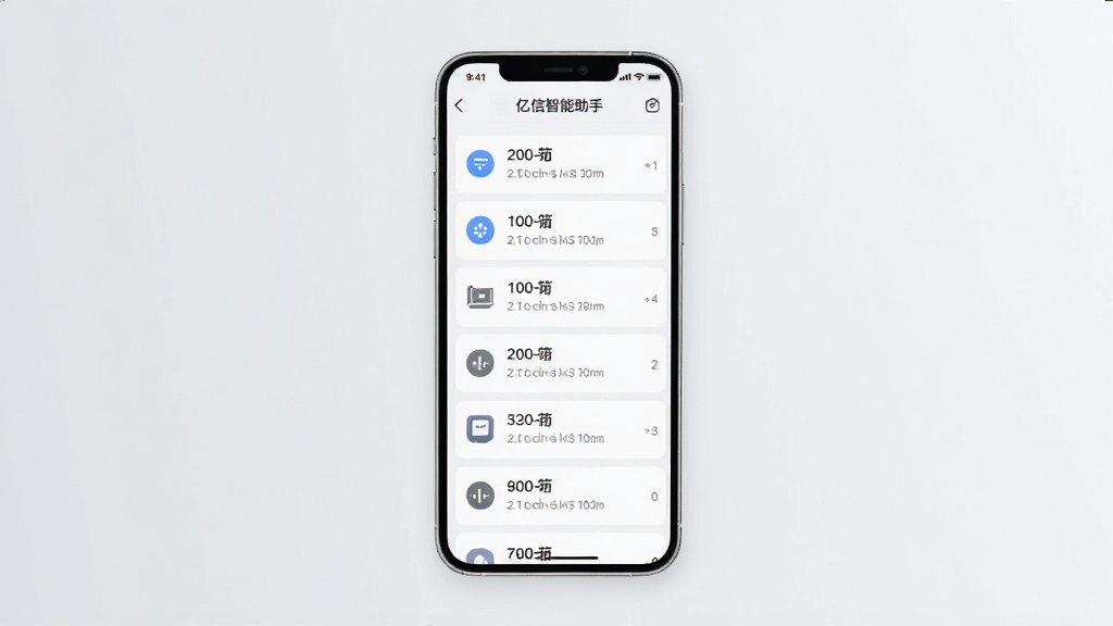 一张展示历史记录管理功能的界面示意图,手机屏幕内呈现“亿信智能助手”的记录列表页面,条目按时间排列,配以简洁图标,背景为浅灰白色,整体排版规整,风格简约,画质干净无杂乱元素