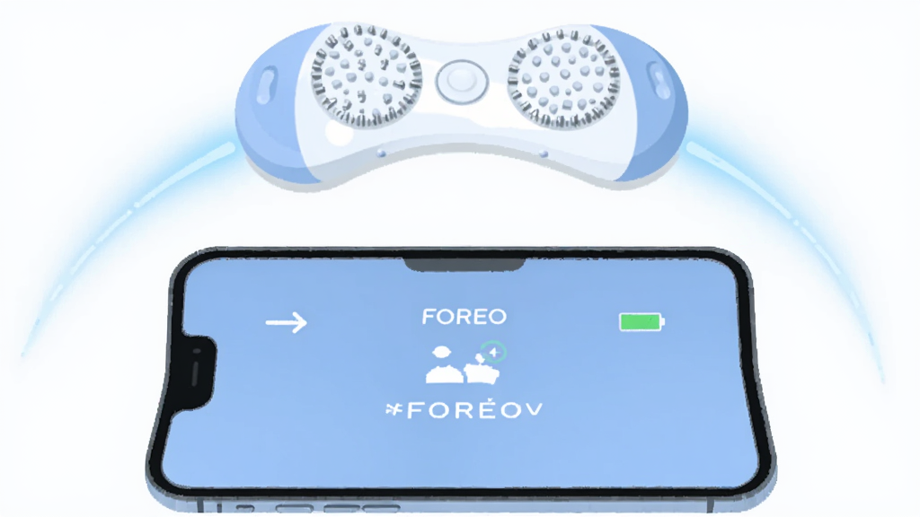 ����Ϊ�ֻ���FOREO������ͨ���������ӵ�ʾ��ͼ��������ʾ�豸�����������ͼ�꣬����Ϊ�ֻ���Ļ���С��������������ֻ��Ϸ����е���ɫ���ӹ⻡���Ű�Գƾ��⣬���Ϊ��ƽ���Ƽ��廭��ϸ�ڰ������ͼ�ꡢ���������ɫ���ɾ����������ʸ��塢�ɾ��޶���Ԫ��