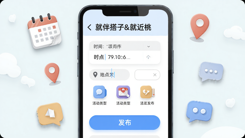 ��������Ϊһ���ֻ���Ļ��д����Ļ����ʾ��̬�������棬����ʱ��ѡ�񡢵ص��ǩ�������ͼ��ͷ�����ť���ֻ���ΧƯ������������λ�롢�������ݵ�Сͼ�꣬����Ϊ�ֻ����С�ͼ�껷�ƣ������ˬUI�廭��ϸ�ڰ�����ť�����������������ͼ����Ӱ�����������ɾ�����Ļ�Ϸ�д�С��Ͱ����&�ͽ��ҡ�����