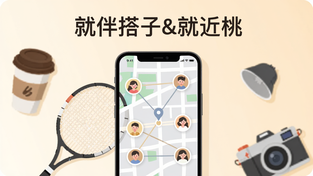 ����������һ�����������ֻ�����Ļ����ʾͬ�ǵ�ͼ���棬��ͼ���ж��Բ��ͷ���Ƿֲ��ڸ���������ͷ��֮����ǳɫ�������ӣ��ֻ��Ա�ɢ���ſ��ȱ�����ë���ġ����������С��������岼�־��У�����Ϊǳ��ɫ���䣬������±�ƽ���廭��ϸ�ڰ�����ͼ��·��������λͼ�ꡢͷ��СԲ�㣬���������ɾ����޶���Ԫ�أ�ͼƬ�Ϸ����״�д�С��Ͱ����&�ͽ��ҡ�����
