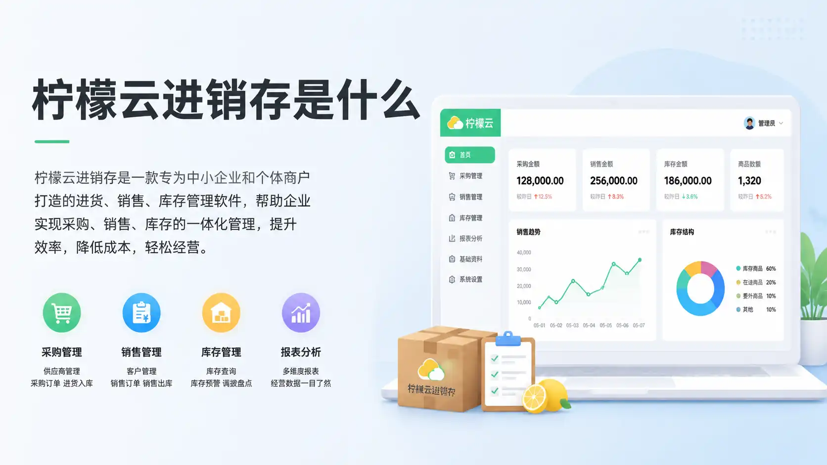 柠檬云进销存进货单销售单开单操作演示图