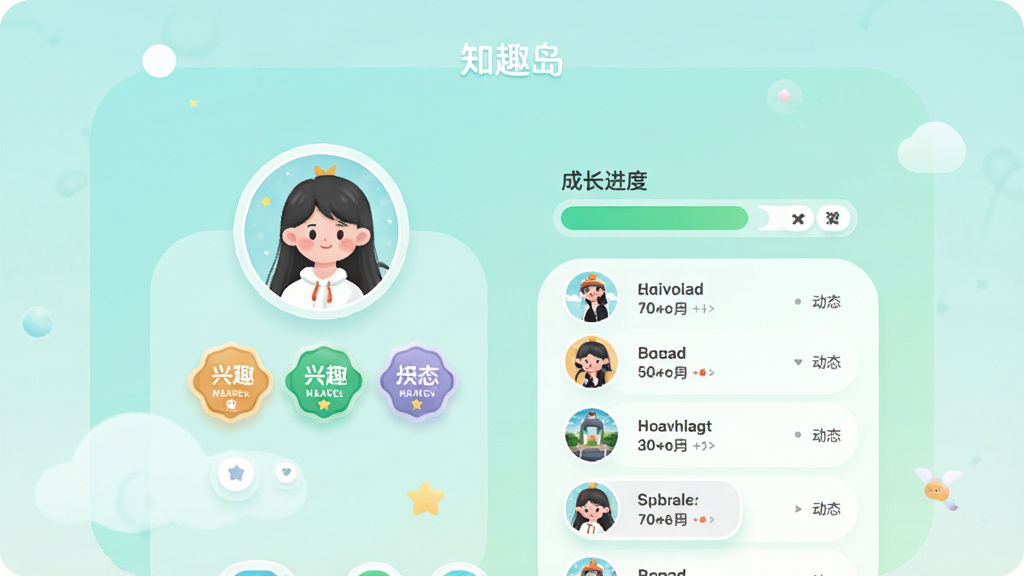 ���Ի��û���ҳ���棬����ͷ����Ȥ���¡��ɳ��������붯̬�б���ҳ��������Բ����ƣ������С�֪Ȥ����С�ֱ�ʶ�����������ɾ����޶���Ԫ��