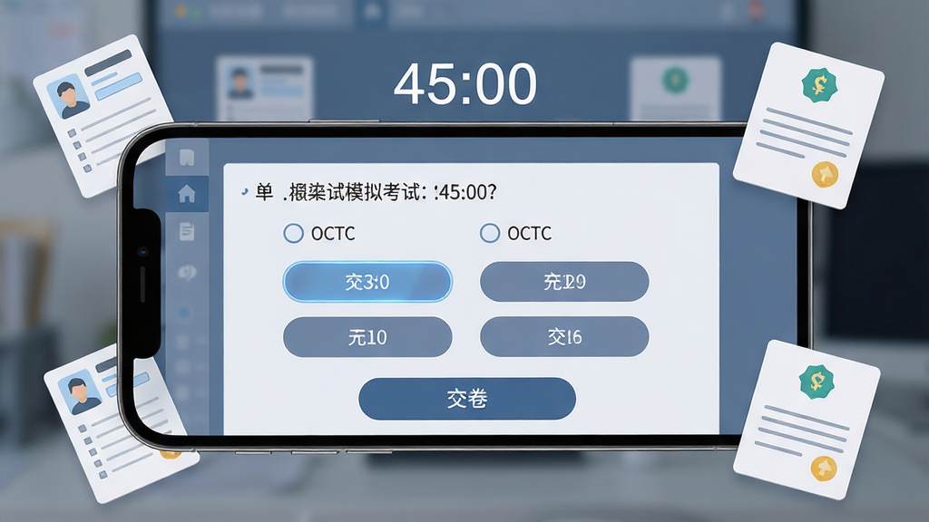 ��������Ϊ�ֻ�������ʾģ�⿼�Խ��棬��Ļ�Ϸ��е���ʱ