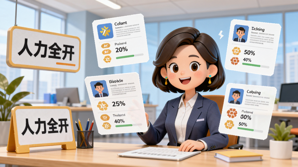 һλ��ͨ����HR���������ڰ칫��ǰ����ǰ�����Ŷ�ݺ�ѡ�˼�����Ƭ��ÿ�ſ�Ƭ�ϱ�ע����ͼ���ƥ��Ȱٷֱȣ��������������ִ��칫�ң����������