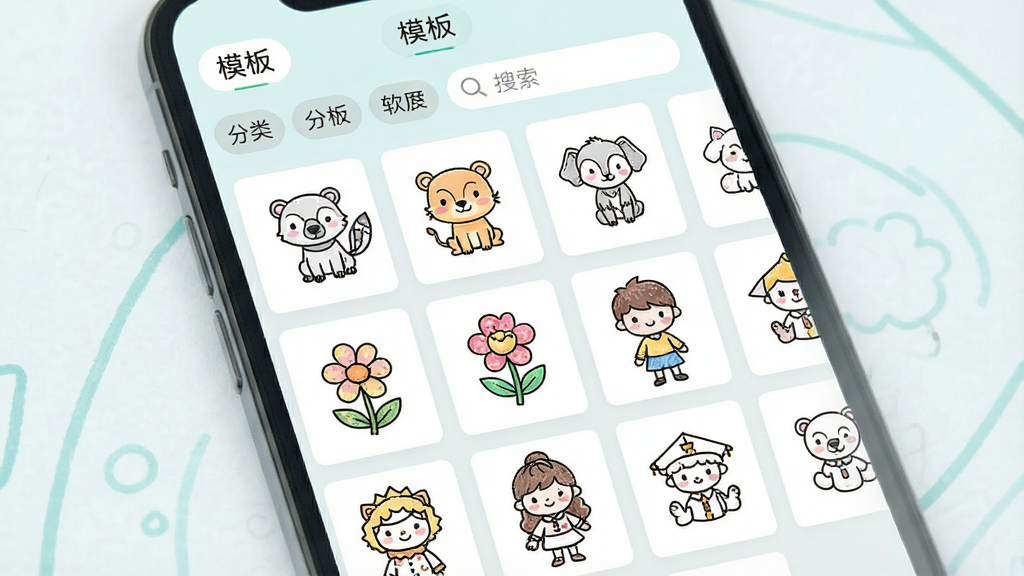 ħ����������ģ�����棬��������Ϊ�ֻ���Ļչʾ���ż�ʻ���Ϳɫ������ͼ������С������䡢��ͨ������߸�ģ�壬����Ϊ�������У������С�ģ�塱��ǩ�����Ϊ����ǳɫ��ϸ�ڰ���ģ������ǩ�������򣬻�������������ɾ����޶���Ԫ��