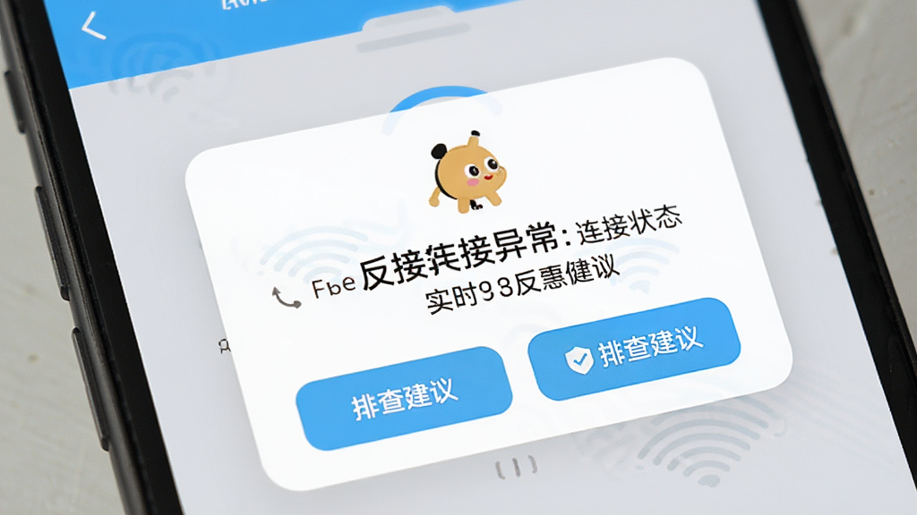 CableBee连接状态实时反馈界面图,手机屏幕显示连接异常提示弹窗,弹窗内有文字说明和排查建议按钮,界面配色以白色和浅蓝色为主,提示图标醒目,风格友好直观,画质清晰,干净,无多余元素