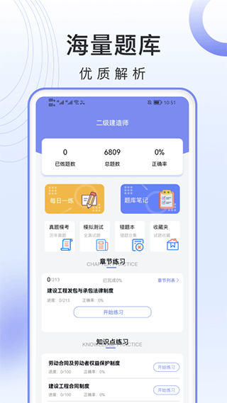 二级建造师刷题库安卓版 章节练习界面