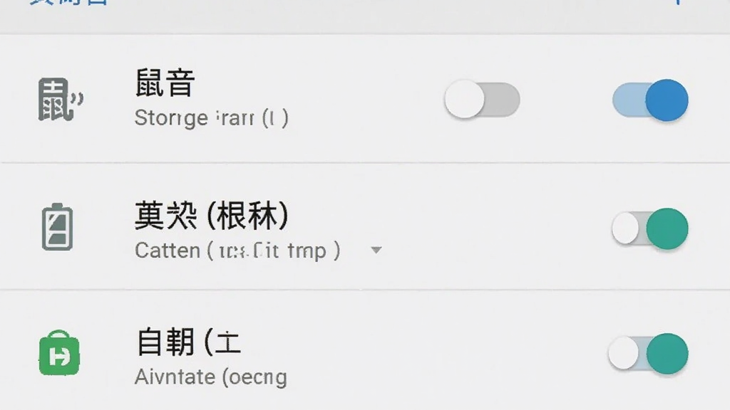 安卓手机设置界面展示应用权限管理页面,主体为手机屏幕上的权限开关列表,布局为纵向排列的权限条目,排版清晰分层,风格为系统设置类浅色界面,细节包括存储权限开关、电池优化选项、自启动管理图标,画质干净清晰无多余元素,图中文字标注“鼠音”