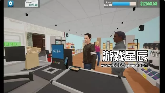 美式超市商店经营模拟器 员工招聘培训与店铺升级经营数据面板