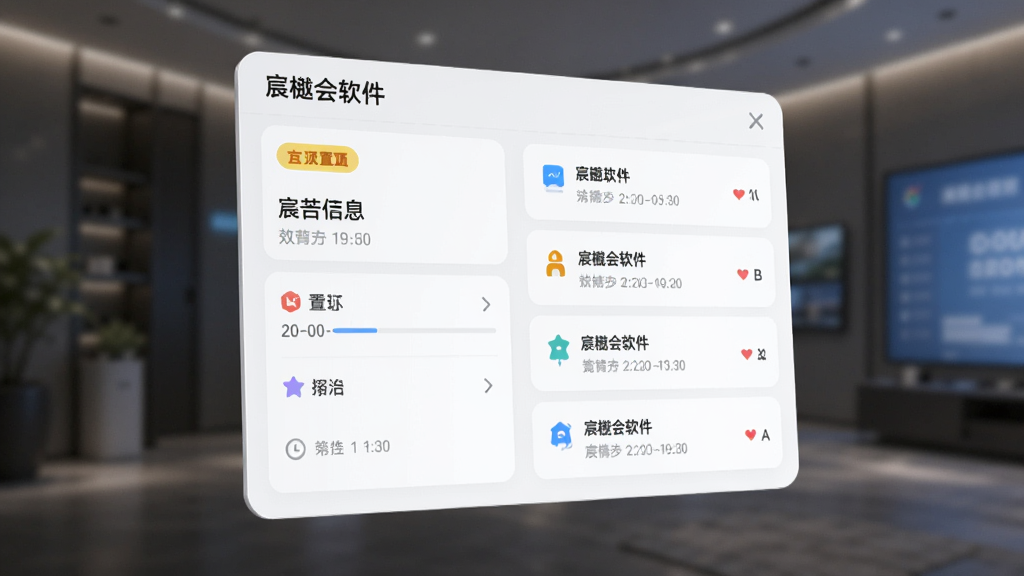 主体是一块悬浮的信息面板,布局为左侧公告栏右侧通知列表,排版采用上下分层结构,风格为清爽的卡片式设计,细节包含置顶标签、时间戳、分类小图标,画质清晰干净无多余元素,画面中带有
