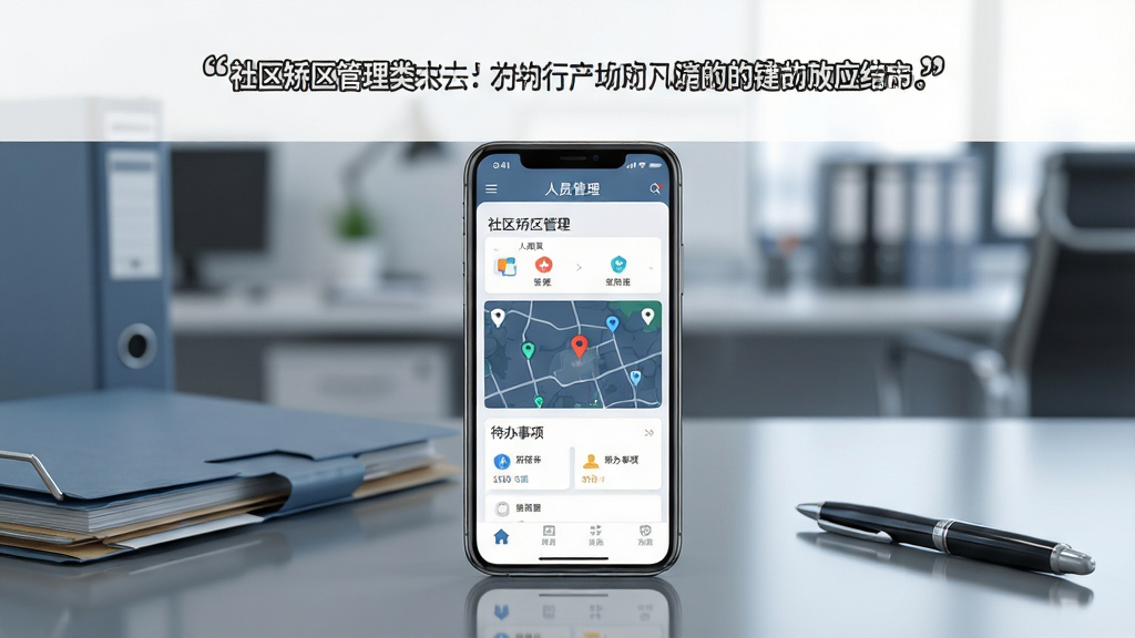 ����������һ�������ֻ�����Ļ��չʾ��������������Ӧ�ý��棬���������Ա�б�����λ��ͼ��������Ƭ���ֻ������ڰ칫�����ϣ��Ա����ļ�����ǩ�ֱʣ����ֲ��þ��й�ͼ���ֻ�ռ������Ҫλ�ã�����Ϊ�黯�İ칫�һ������Ű��࣬�Ϸ����׷���������Ϊдʵ����磬ɫ��������Ϊ�����ɾ����䣻ϸ������Ļ���������ɱ棬ͼ���������룬���淴����Ȼ�����ʸ��壬����ɾ����޶���Ԫ��