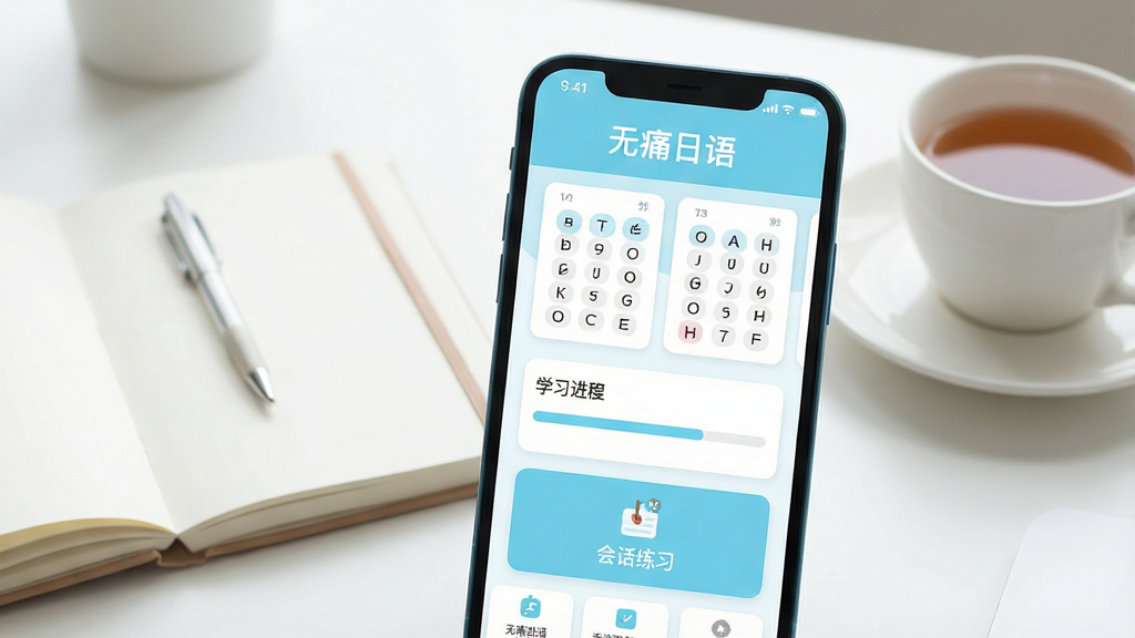һ���ֻ�Ӧ�ý���չʾͼ������������һ�����������ֻ�����Ļ����ʾ����ʹ���App�������棬�������������ơ���ʹ��������������������ǳ�����ɫ���䣬������ʮ��ͼ��Ƭ������ѧϰ�������ͻỰ��ϰ��ڣ�����Ϊ�ɾ��������������Ա߷���һ���ʼǱ���һ���裬�����������죬������ͣ������������޶�������