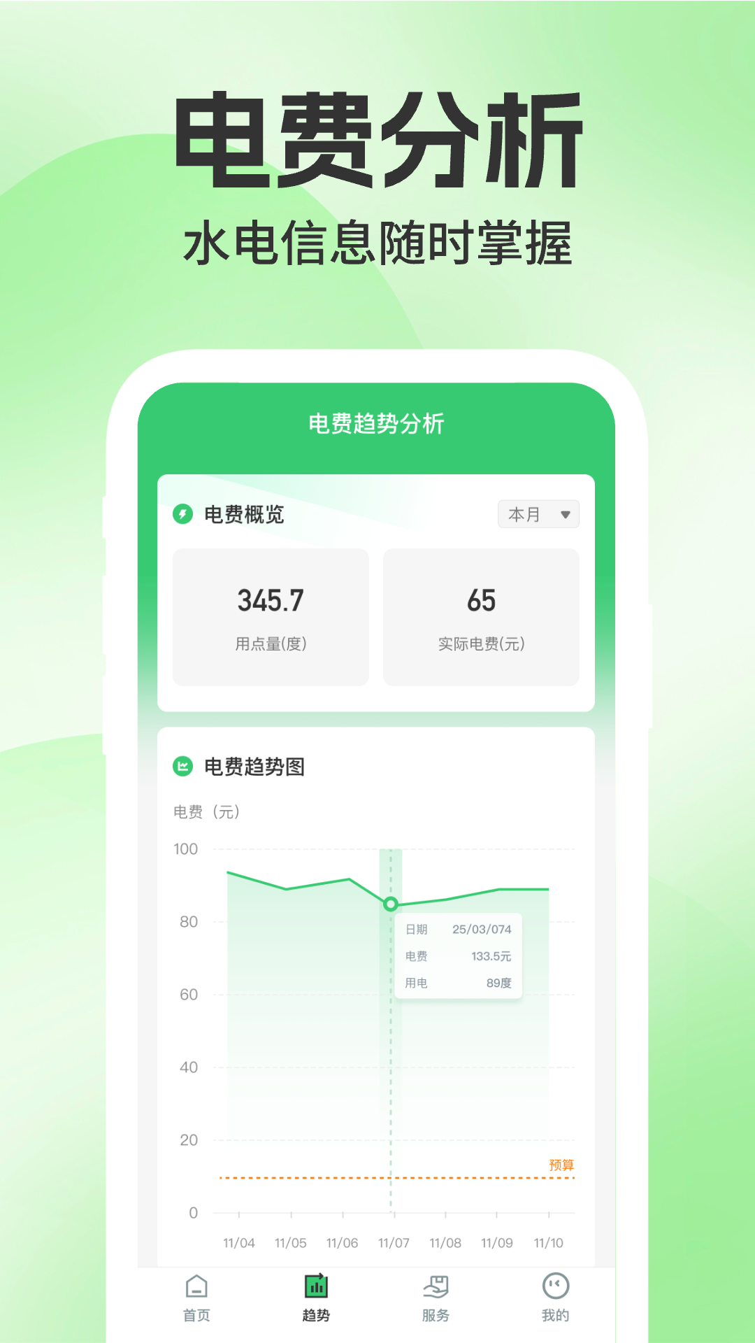 电网水电费助手 安卓版 操作界面
