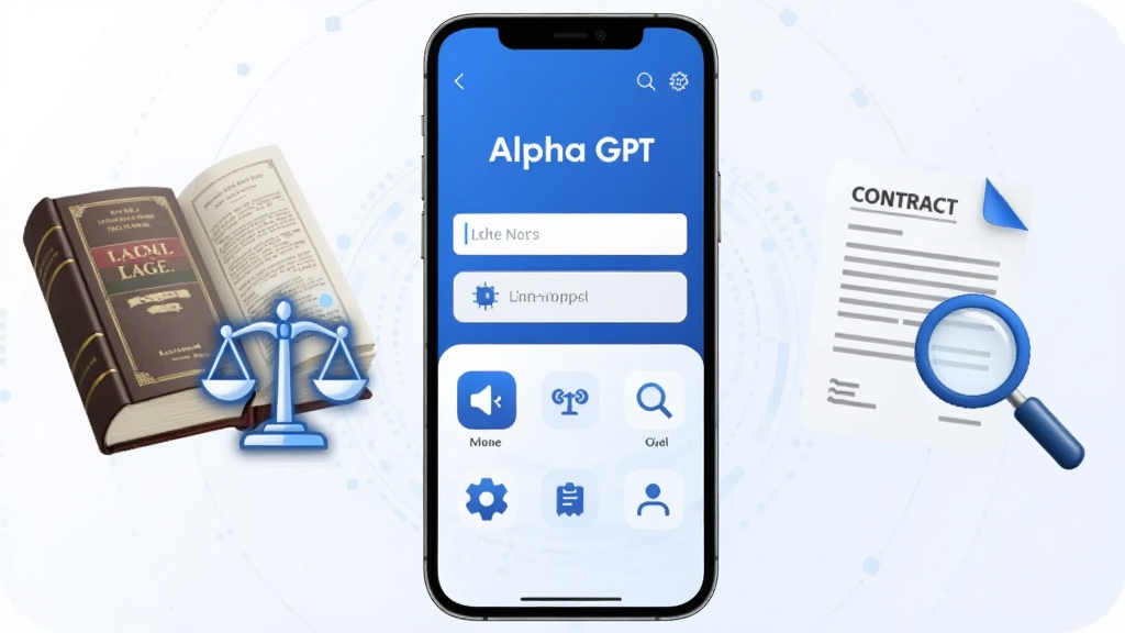 �����������һ�������ֻ����ֻ���Ļ����ʾ��Alpha GPT��Ӧ�������棬������������ʴ�������빦��ͼ�ꣻ�ֻ����Ư��һ���򿪵ķ��ɷ�������ƽͼ�꣬�Ҳ�Ư����ͬ�ĵ���Ŵ�ͼ�ꣻ����������׿Ƽ���񣬱���Ϊǳɫ���䣬�������ҶԳƣ�ϸ�����������ʸɾ����޶���Ԫ��