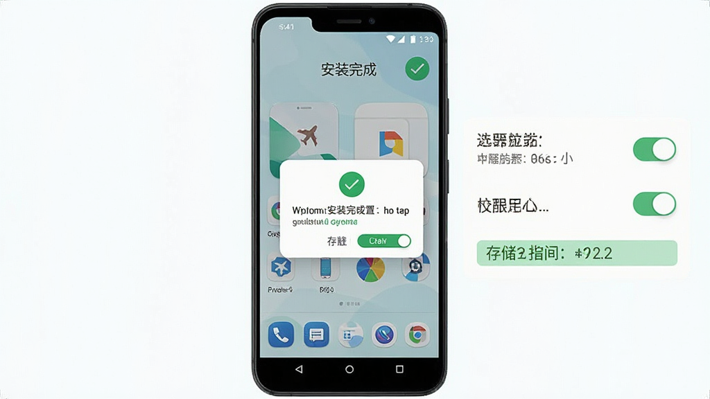 ����Ϊһ����׿�ֻ���Ļ��ʾ�в⺽��APP��װ��ɺ������ͼ����Ȩ�����õ���������Ϊ�ֻ����С��Ҳม��Ȩ�޿�����壻�Ű������������С���װ��ɡ����������Ϊ����ǳɫ��ƽ�磻ϸ�ڰ�����ɫ�Թ�ͼ�ꡢȨ�޿��ذ�ť���洢�ռ���ʾ�������ʸ��壬�ɾ����޶���Ԫ��
