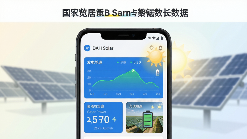����Ϊһ̨��׿�ֻ�����Ļ��ʾDAH SolarӦ�õĹ����վ���ݿ�����棬�������繦���������վ����ͼ������Ϊ�ֻ����С�����Ϊǳɫ������̫���ܰ��黯��Ӱ���Ű��࣬�Ϸ����׷ű������򣻷��Ϊ�ִ��Ƽ��б�ƽ��UIչʾ��ϸ�ڰ�����ɫ���ݿ�Ƭ����ɫ�������ߡ���ش���ͼ�ꡢ������Σ����ʸ��塢�ɾ����޶���Ԫ��