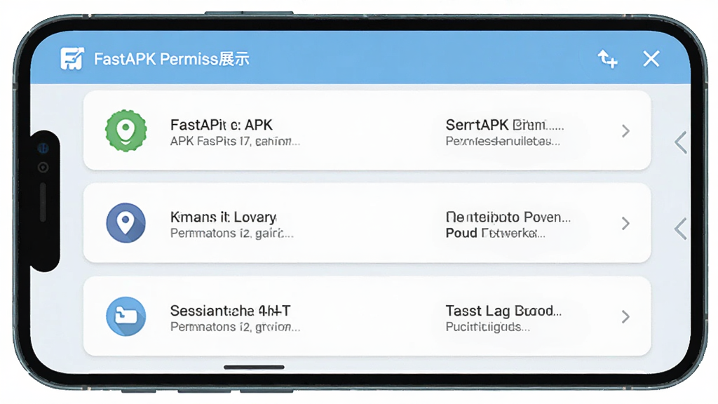 һ��չʾFastAPKȨ��չʾ�����ͼƬ���ֻ���Ļ����ʾһ��APK��Ȩ���б���ÿ��Ȩ��ǰ��ͼ�꣬�Ҳ��м��˵�����֣�������ÿ�Ƭʽ���֣�����Ϊǳɫ�����Ϊ��ˬ����Ϣչʾ��ƣ�ϸ�ڰ���Ȩ��ͼ���˵�����֣������������ɾ����޶���Ԫ��