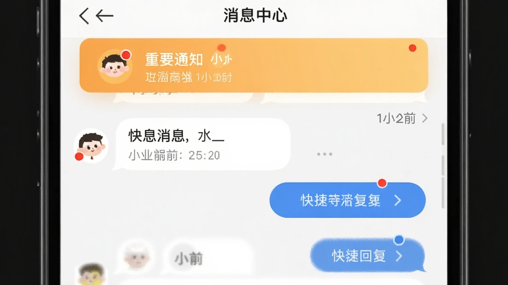 ��С������Ϣ���Ľ��棬�ֻ���Ļ��չʾ������Ϣ�б�������Ϊ��Ҫ֪ͨ������в�Ϊ�Ի��������ݻظ���ť�����岼�����·ֲ㣬�����ˬ��Լ��ϸ�ڰ���������δ�������ʱ��������ʸ��壬����ɾ����޶���Ԫ��