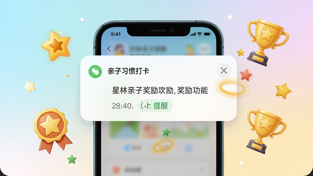 һ����������ϰ�ߴ����������뽱�����ܵĳ���ͼ������չʾ�ֻ�����������֪ͨ���Ա������ǻ����뽱��ͼ�껷�ƣ�����Ϊ��ͽ��䣬��������ͻ��֪ͨ��Ƭ�����������죬ϸ�ڰ���ʱ���ʶ�뽱����ЧԪ�أ������������ɾ��޶���Ԫ��
