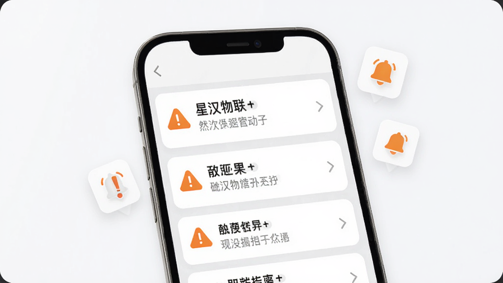 ����Ϊ�Ǻ�����Ӧ�õ���Ϣ���ѽ��棬�ֻ���Ļ����ʾ�����澯֪ͨ��Ƭ����Ƭ���г�ɫ����ͼ����������˵��������Ϊ��ɫ��ǳ��ɫ�������֣��ֻ��Ա�Ư�����������̾�ŵ�Сͼ�꣬������ִ����Ű����������ʸɾ���������Ԫ��