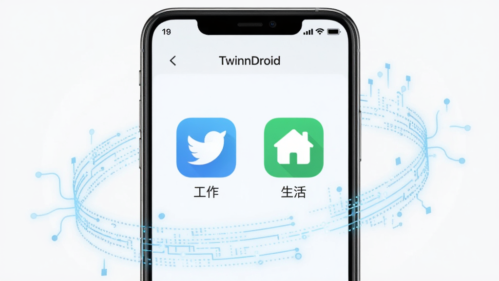 ����Ϊһ���ִ������ֻ�����Ļ����չʾTwinnDroidӦ�ý��棬�����в���������������ͬ���罻����ͼ�꣬ͼ���·��ֱ��ע���������롰������������ּ�����ˣ����ñ�ƽ���Ƽ����ϸ�����ֻ���Χ�����ŵ���ɫ�������������������⻯�������������������������ɾ��޶���Ԫ��