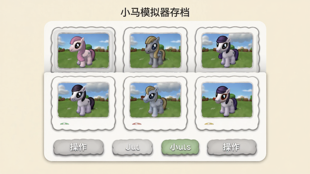 ��������ΪС��ģ�����Ĵ浵������壬����Ϊ���п�Ƭʽ��ƣ���Ƭ����ʾ����浵��λ������ͼ����Ƭ�·�Ϊ������ť�У����Ϊ���Բ�ǿ�Ƭ�磬ϸ�ڰ�����λ�߿�ǳ�ҡ���ť����΢ͶӰ������Ϊ����ɫ������Ϊ���塢����ɾ����޶���Ԫ�ء������б�ע�������֡�С��ģ�����浵��