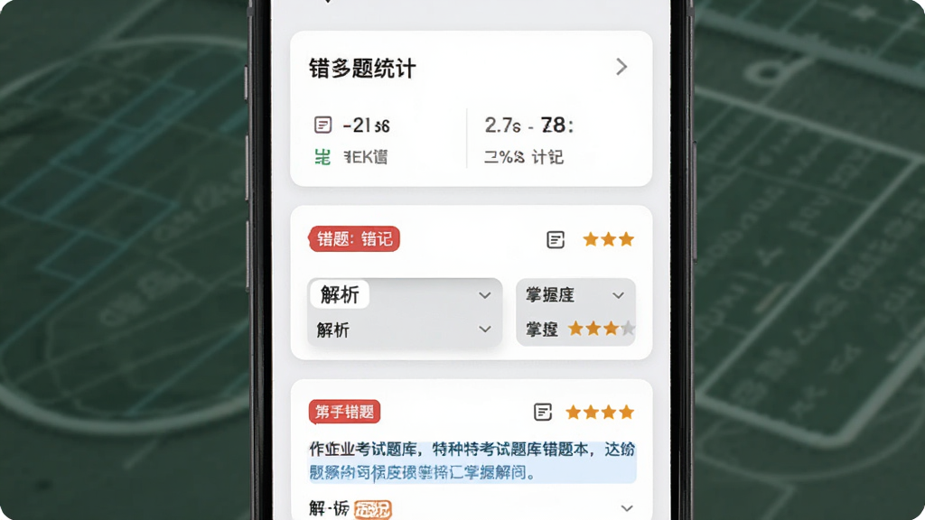 ��������Ϊ������ҵ���������Ȿ���ܽ��棬����Ϊ�ֻ���Ļ����չʾ���Ϸ�Ϊ����ͳ�ƿ�Ƭ���м�Ϊ�����б�������չ��״̬���Ű�Ϊ��Ƭʽ�б��ṹ�����Ϊ��Լѧϰ���߷磬ϸ�ڰ�����ɫ�����ǩ���ʼ�ͼ�ꡢ���ճ̶��Ǽ�����ɫ�������֣����ʸ���ɾ��޶���Ԫ��