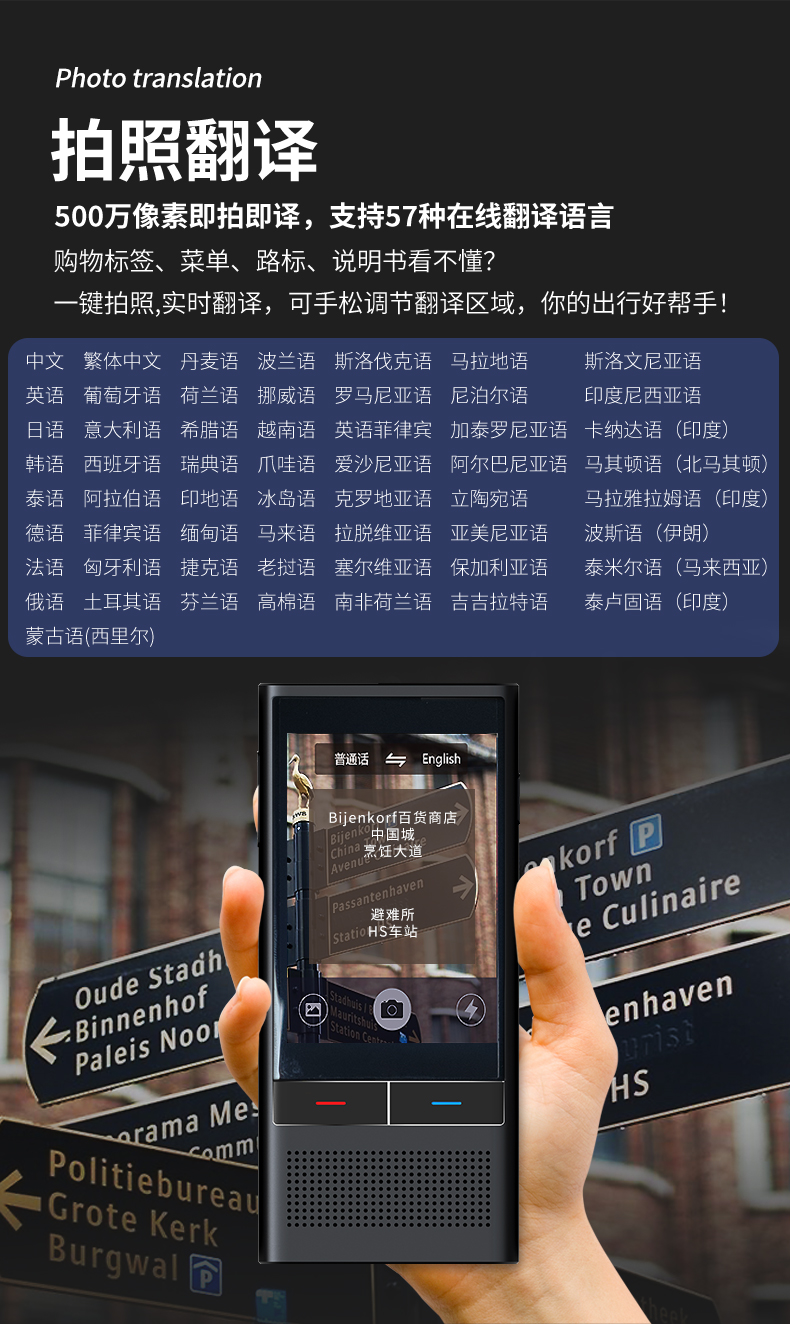 法语翻译通 拍照翻译与离线语言包功能展示图