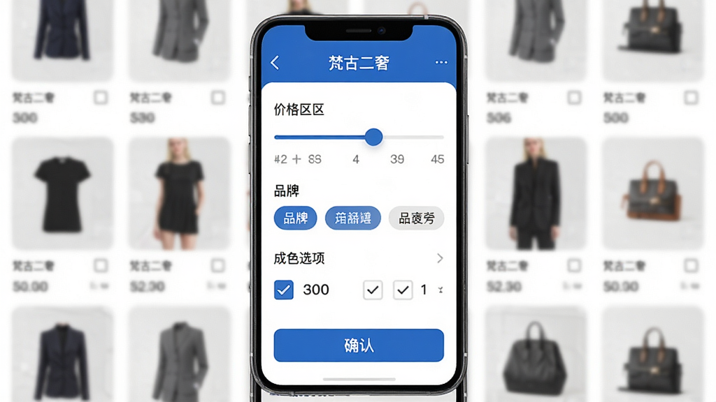 �ֻ�����չʾ����Ŷ��ݡ���Ʒɸѡ��壬������м۸����们�顢Ʒ�Ʊ�ǩ���ɫѡ�����Ϊģ������Ʒ�б����������������ɫ�������ˬ��ϸ�ڰ�����ѡ����ȷ�ϰ�ť�����������ɾ����޶���Ԫ��