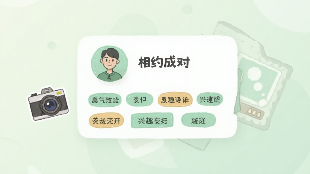 画面中央为一张个人资料卡片,卡片上写有