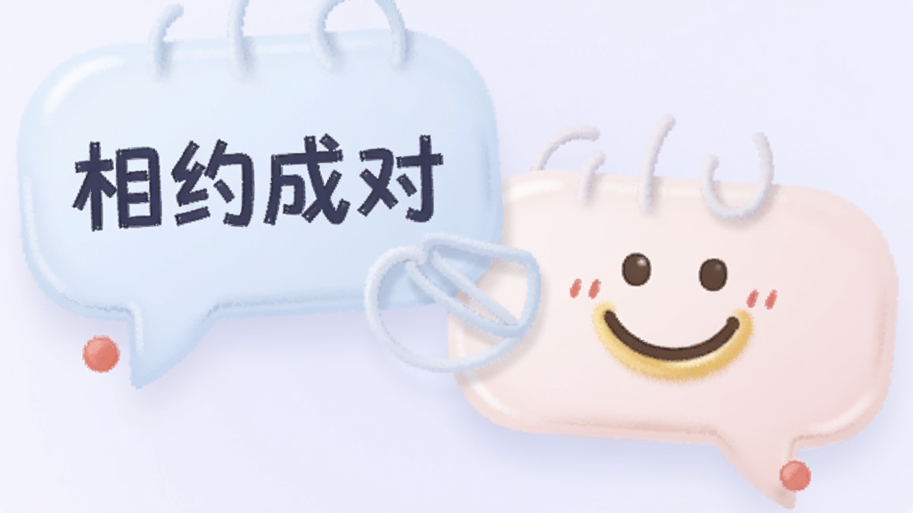画面展示两个悬浮的对话气泡相互连接,气泡内分别有