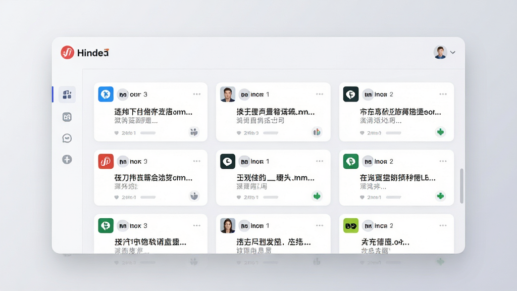 一张微话助手消息聚合功能的界面展示图,画面中多个社交平台的消息卡片整齐排列在统一收件箱内,卡片带有不同颜色的平台标识,界面采用卡片式布局,风格清爽现代,背景为浅灰渐变,画质干净,文字清晰可读