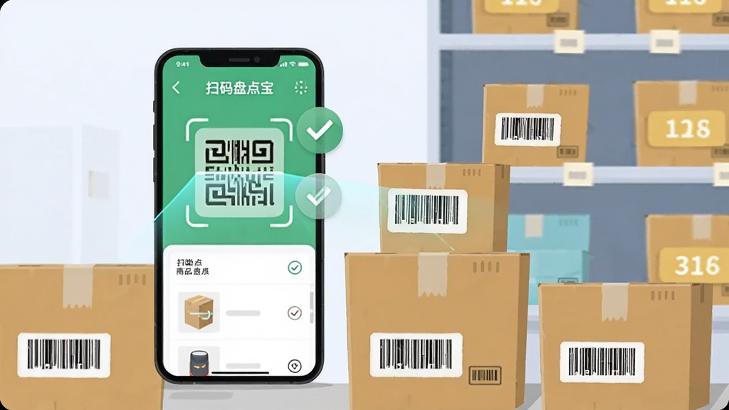 画面主体是一部智能手机,屏幕上显示