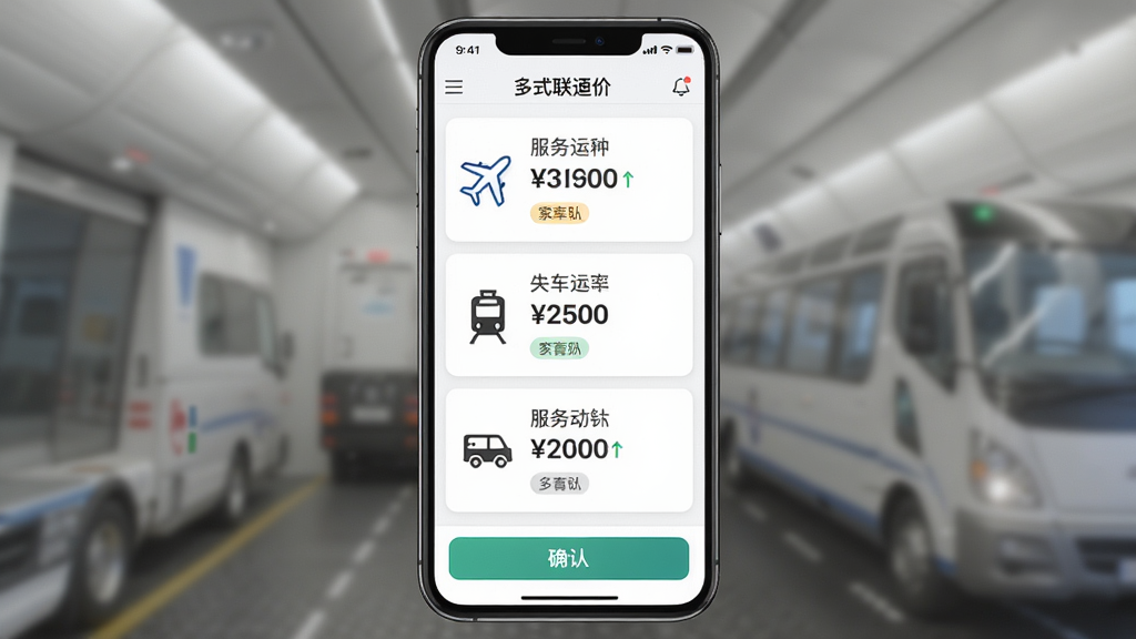 ����Ϊһι�������˶�ʽ���˱��۽��棬����Ϊ�ֻ���Ļ����չʾ����Ļ�ڳ����������䷽ʽ��Ƭ�Աȣ��ֱ��ע�ɻ����𳵡�����ͼ�꼰��Ӧ�۸��Ű�Ϊ�������еĿ�Ƭ�б������Ϊ��ˬ���ƶ���UI��ƣ�ϸ�ڰ����۸����ָ����������ǩСͼ�ꡢ�ײ�ȷ�ϰ�ť�����ʸ��壬�ɾ����޶���Ԫ��