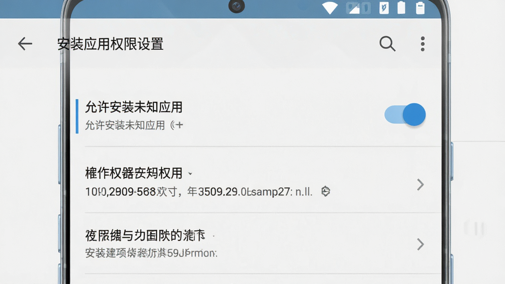 一张展示安卓手机安装应用权限设置界面的示意图,屏幕中显示