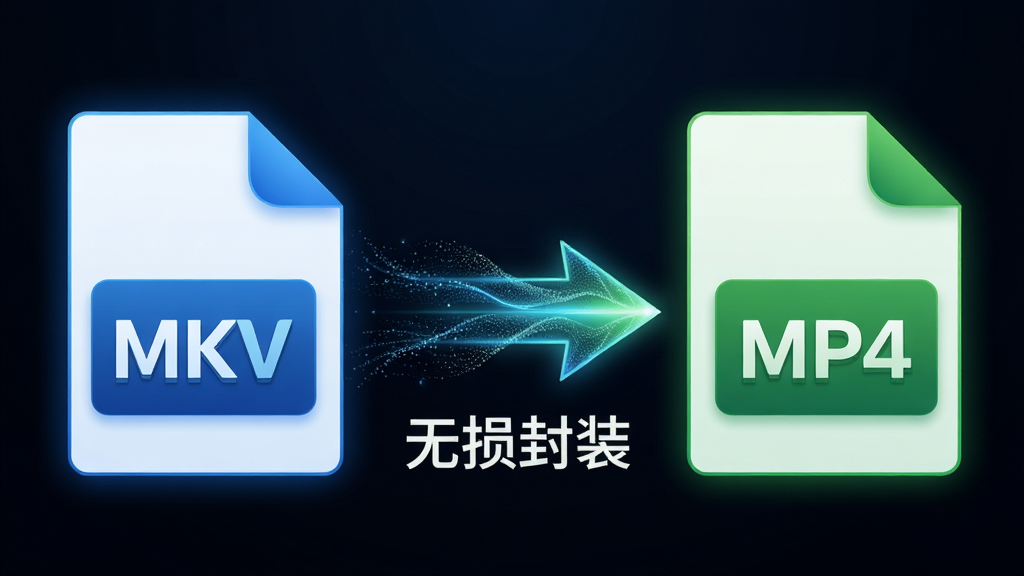 ��������Ϊ�������е��ļ�ͼ�꣬���Ϊ��ɫ MKV ͼ�꣬�Ҳ�Ϊ��ɫ MP4 ͼ�꣬����֮����һ����������Ч����ת����ͷ���ӣ���ͷ�·���ʾ�������װ���ĸ��֣�����Ϊ���ҶԳƵĺ���ͼ������Ϊ��ɫ���䣻���Ϊ�Ƽ���ǿ��ʸ���廭�磻ϸ���ϼ�ͷ�������ϸ�ܵ���������Ч�����ļ�ͼ���Ե����΢���⣻����Ϊ2K���壬����ɾ���������Ԫ��