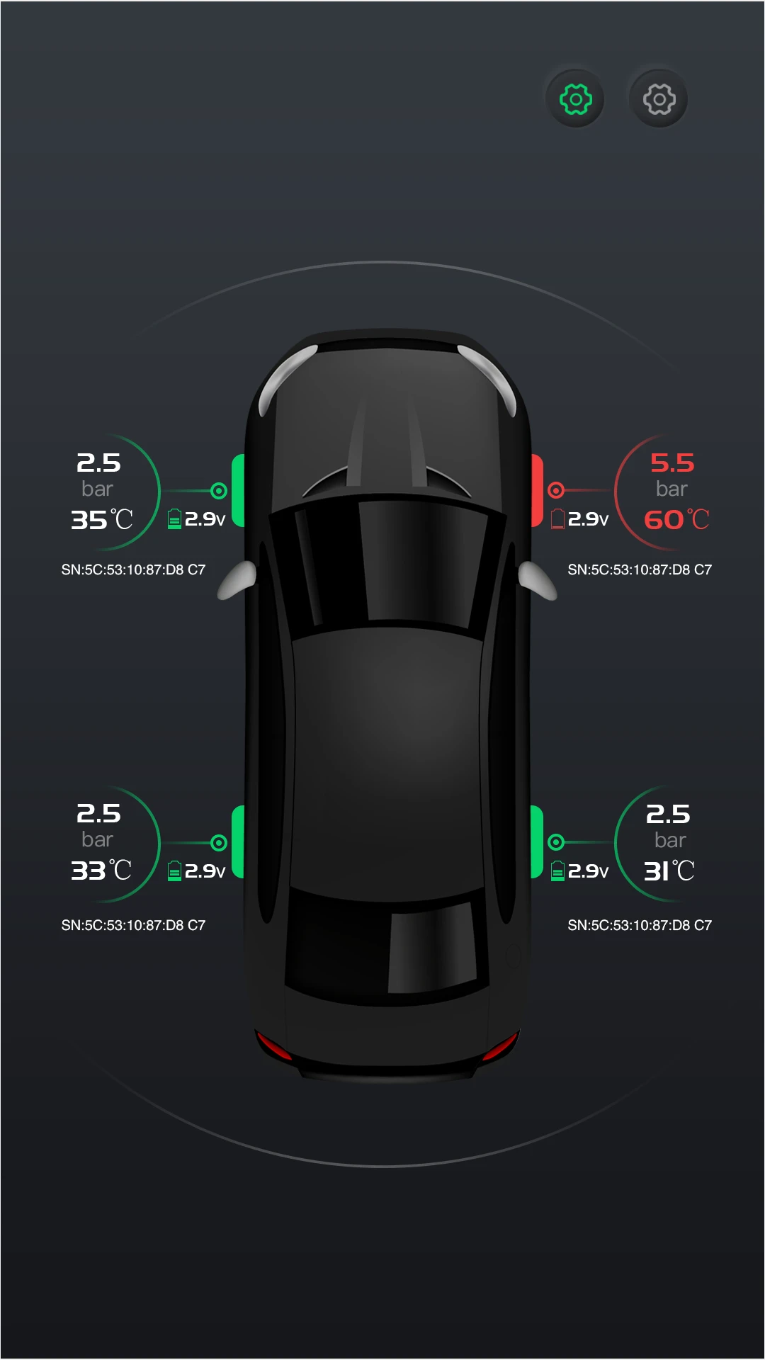 ̥ѹ���(DJTPMS)1.7.3 ̥ѹʵʱ���