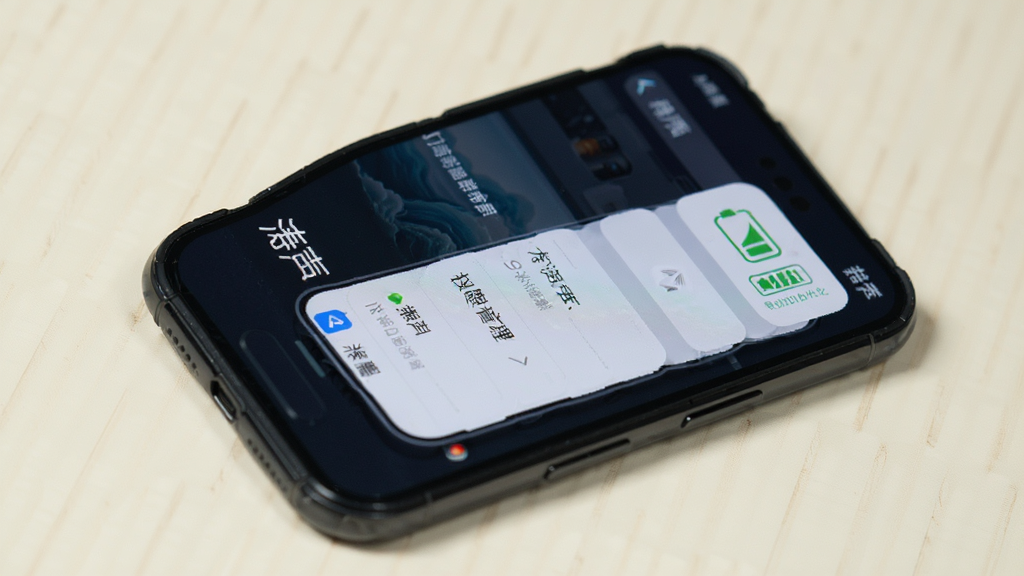 手机屏幕显示“涛声”设置页面中的权限管理选项,旁边有存储与电池优化图标,背景为浅色桌面,画面风格简洁明了,细节清晰,画质干净,无多余元素